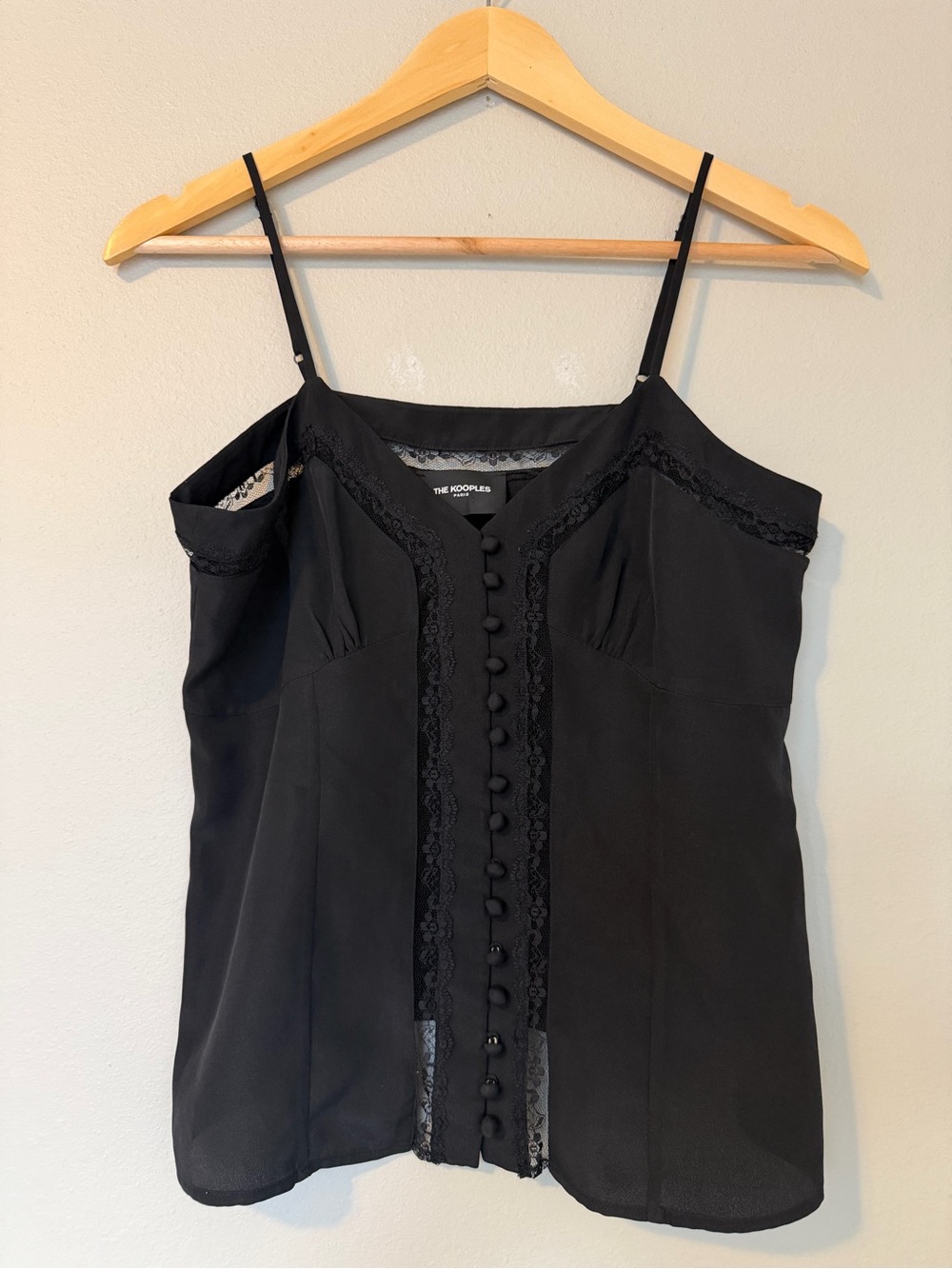 The Kooples Black Lace-Trim Bustier Cami Top - Picture 2 of 4